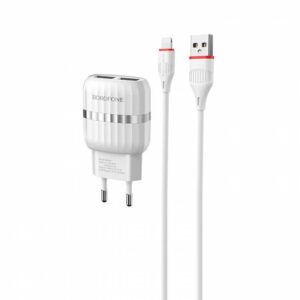 Мережевий зарядний пристрій 2USB Borofone BA24A Vigour 2.4A Micro 2in1