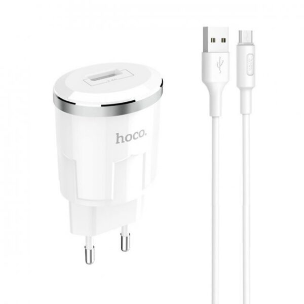 Мережевий зарядний пристрій 1USB Hoco C37A Thunder (5V-2.4A) Micro 2in1