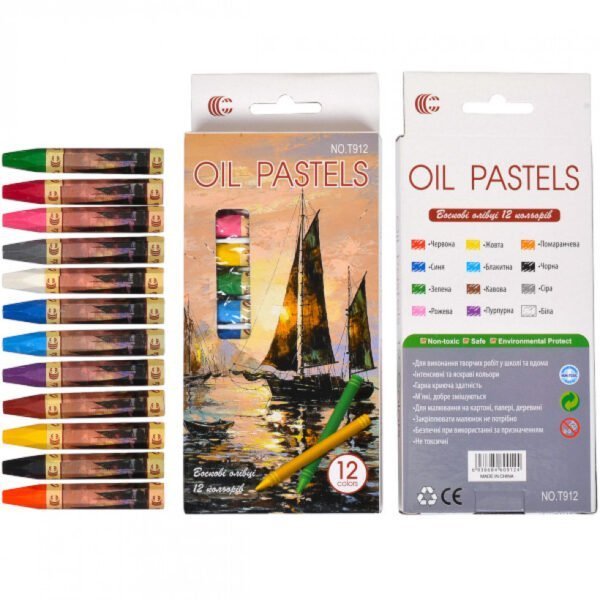 Воскові олівці 12 кольорів OIL PASTELS