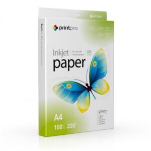 Фотопапір, А4, 200 г/м2, 100 аркушів, глянець, PrintPro