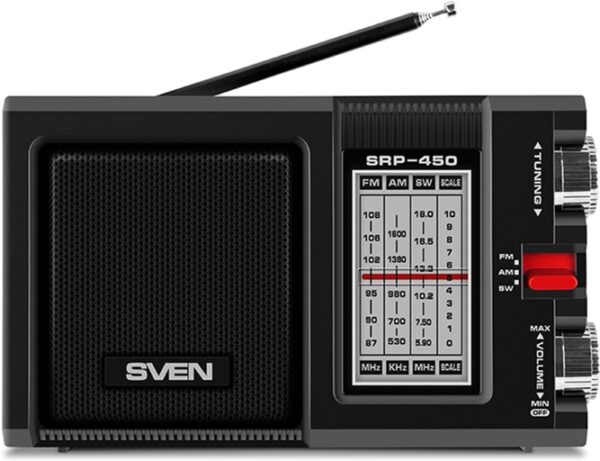 Акустична система SVEN SRP-450 black портативні колонки, провідне, полична, 1.0, 150 Гц, 20 кГц, AUX