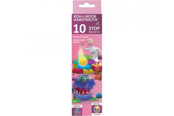 Пластилін, 10 кольорів, 200 г, "Stop bacteria", Koh-i-noor