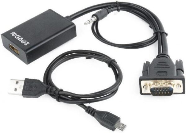 Адаптер VGA to HDMI, Cablexpert, Black - Зображення 2