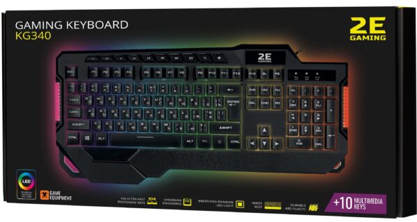 Клавіатура, 2E KG340 Ukr USB, Black ( Gaming ) - Зображення 2