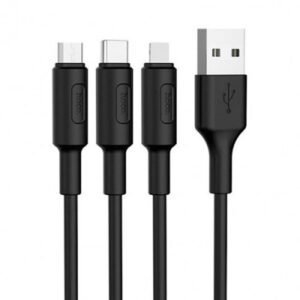 Кабель Hoco X25 Soarer 3in1 USB - (Lightning+MicroUSB+Type-C) 2.0A, 1m