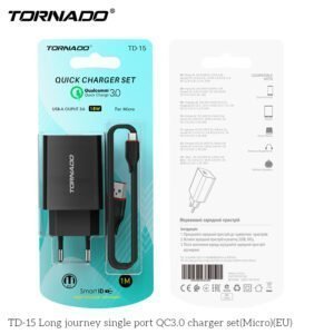 Мережевий зарядний пристрій Tornado TD-15 1USB QC3.0 micro 2in1