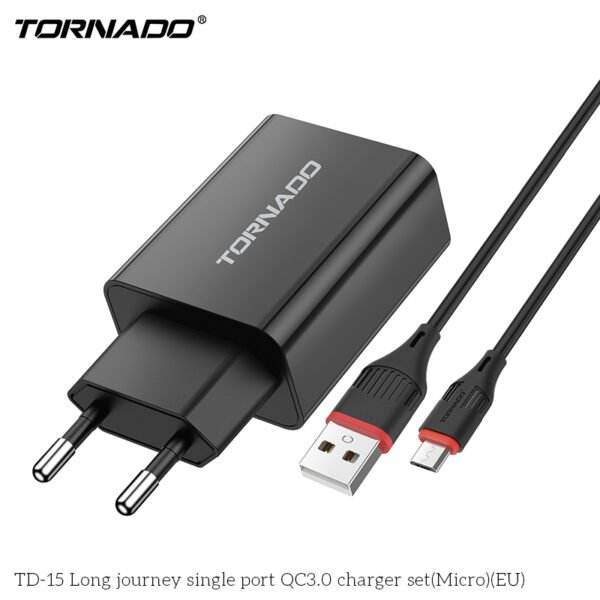 Мережевий зарядний пристрій Tornado TD-15 1USB QC3.0 micro 2in1 - Зображення 4