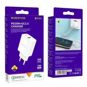 Мережевий зарядний пристрій 2USB Borofone BA55A Crown PD3.0 + QC3.0 20W