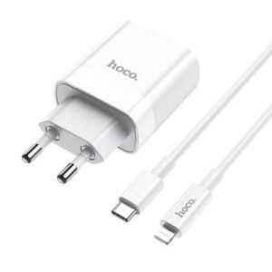 Мережевий Зарядний Пристрій Hoco C80A (PD/QC3.0) 1Type-C+1USB/3.1A/18W + (Type-C - Lightning)