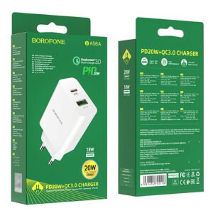 Мережевий зарядний пристрій 2USB Borofone BA56A Lavida PD3.0 + QC3.0 20W