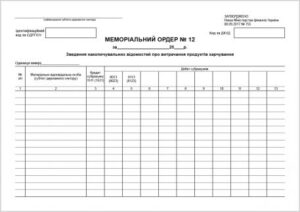 Меморіальний ордер 12