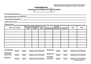 Накладна внутрішньогосподарського призначення