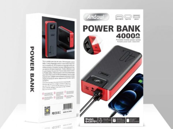 Батарея універсальна LED 40000mAh (2USB/Type-C, PD/QC, 5A/22.5W)