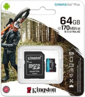 Флеш-карта Micro SDXC 64Gb Kingston Canvas Go Plus Class 10 UHS-I U3 + SD адаптер SDCG3/64GB