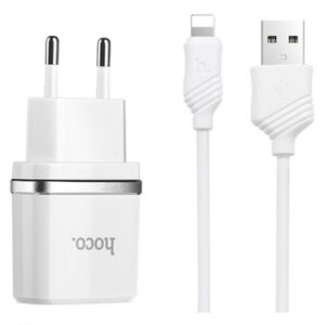 Мережевий зарядний пристрій Hoco C12 (5V-2.4 mAh) IPhone 5/6/7 2in1