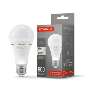 Лампа TITANUM LED A68 10W E27 4000K 220V акумулятор 18650