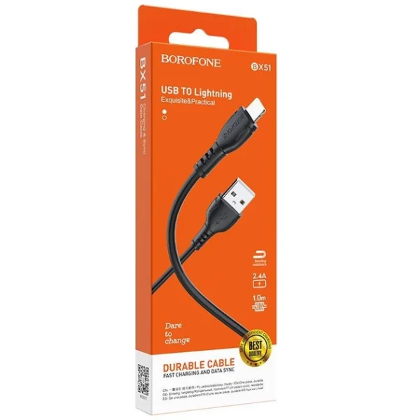 Кабель Borofone BX51 USB-iP 1m 2.4A - Зображення 2
