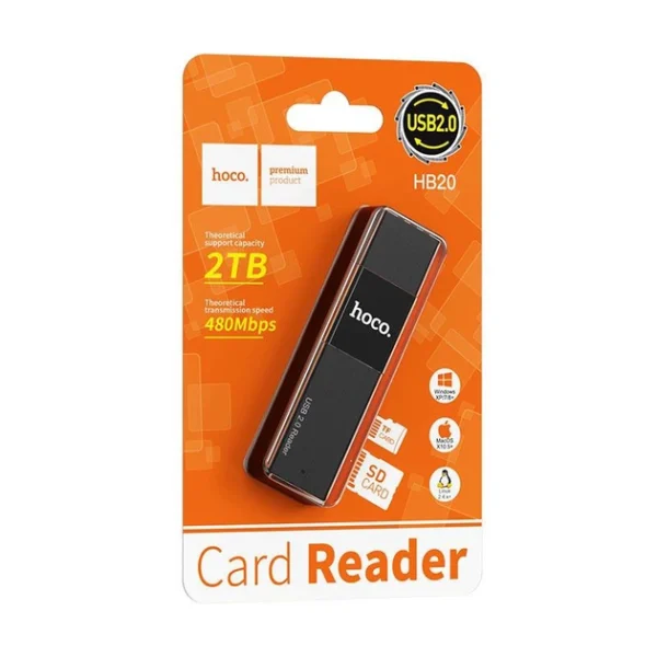 Кардрідер Hoco HB20 Mindful 2-in-1 USB2.0 (Чорний) - Зображення 2
