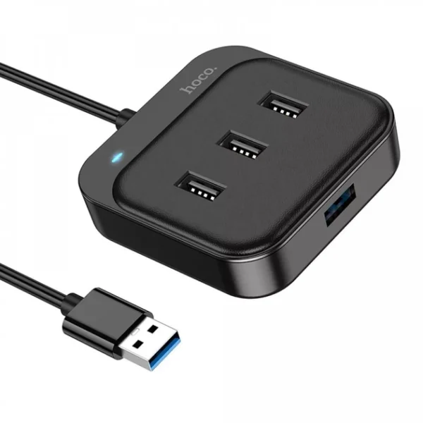 USB HUB Hoco HB31 Easy 4-in-1 converter (USB to USB2.0*4) 1,2m. Black - Зображення 2