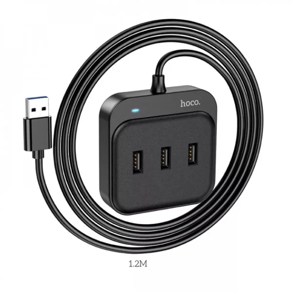 USB HUB Hoco HB31 Easy 4-in-1 converter (USB to USB2.0*4) 1,2m. Black - Зображення 5