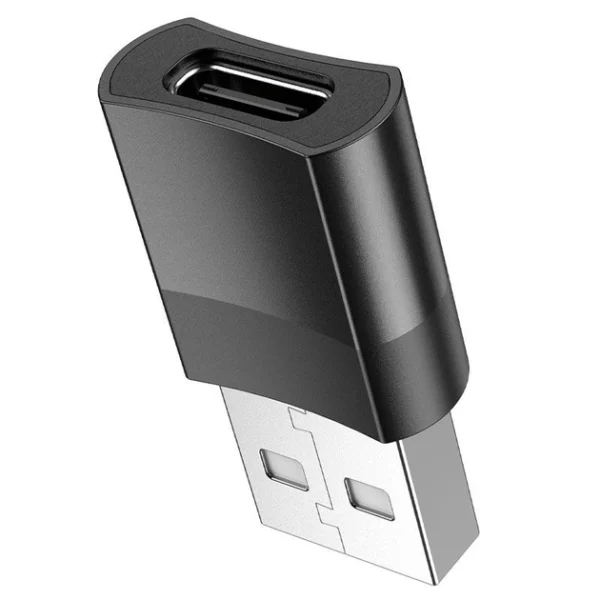 Перехідник Hoco UA17 USB Male to Type-C female USB2.0 adapter (Чорний) - Зображення 2