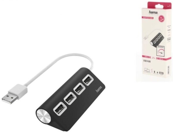 Хаб USB 2.0 4 Port Hama Black/White - Зображення 2