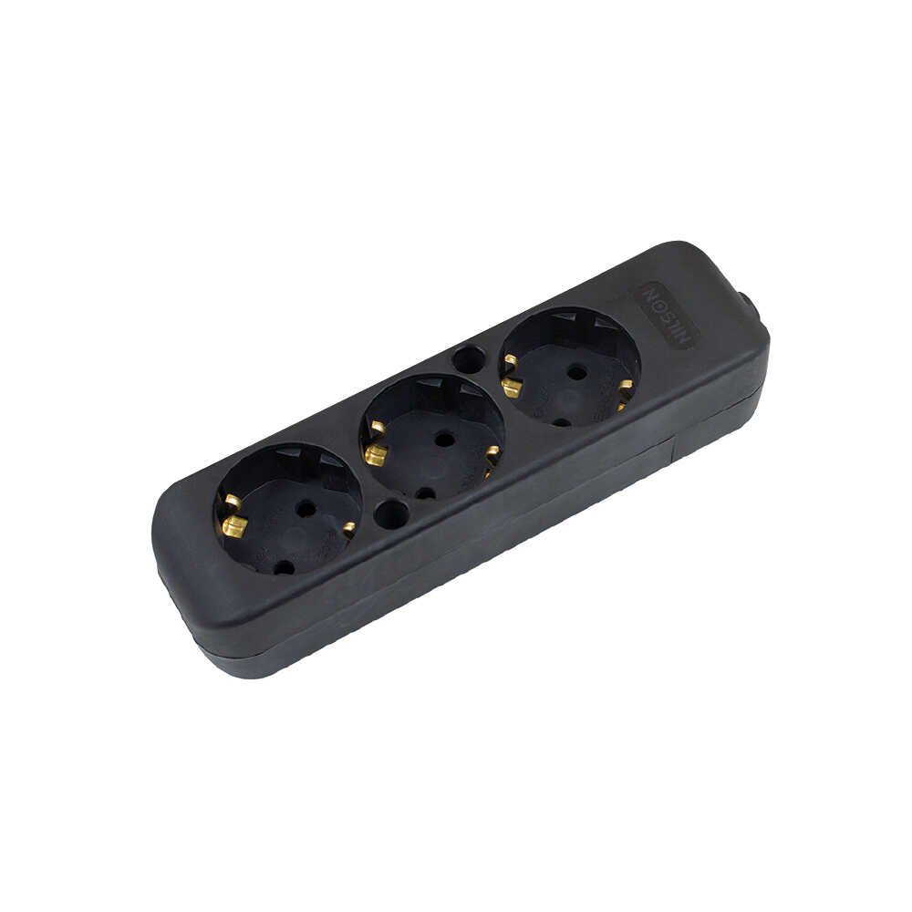 Колодка Nilson 3 гнізда з заз. чорна