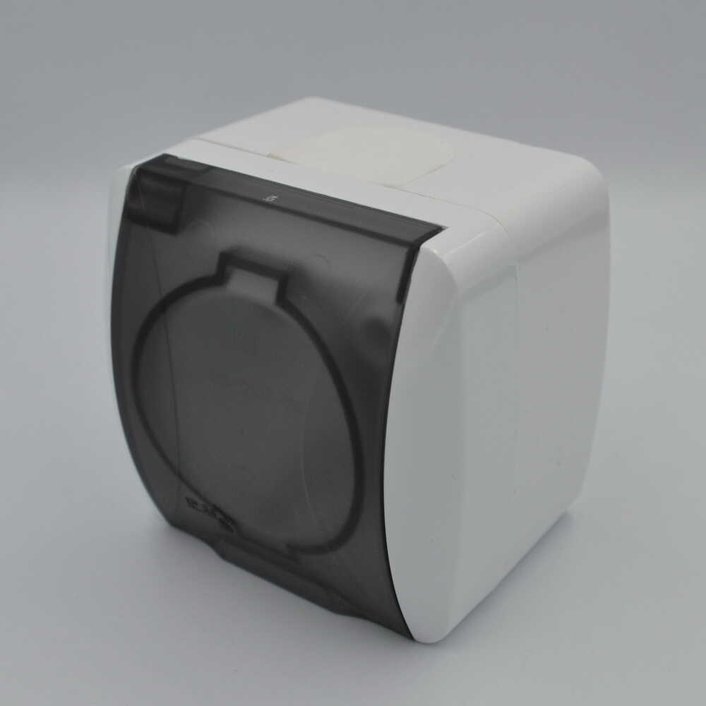 Розетка ALSU біла 1к + заз. накладна з кришкою - Зображення 3