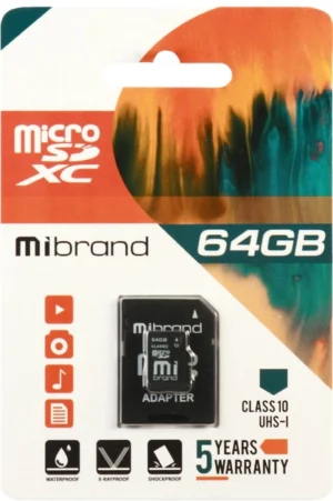 Флеш-карта Micro SDHC 64Gb Mibrand (UHS-1) class 10 (adapter SD)