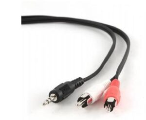 Кабель аудіо 1.5m Jack 3.5mm тато / 2хRCA тато, GEMBIRD, Black