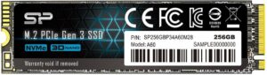 Накопичувач SSD: 256 Gb (M.2) Silicon Power P34A60 2280 PCIe 3.0 x4 NVMe (R/W 2200/1600 Mb/s)