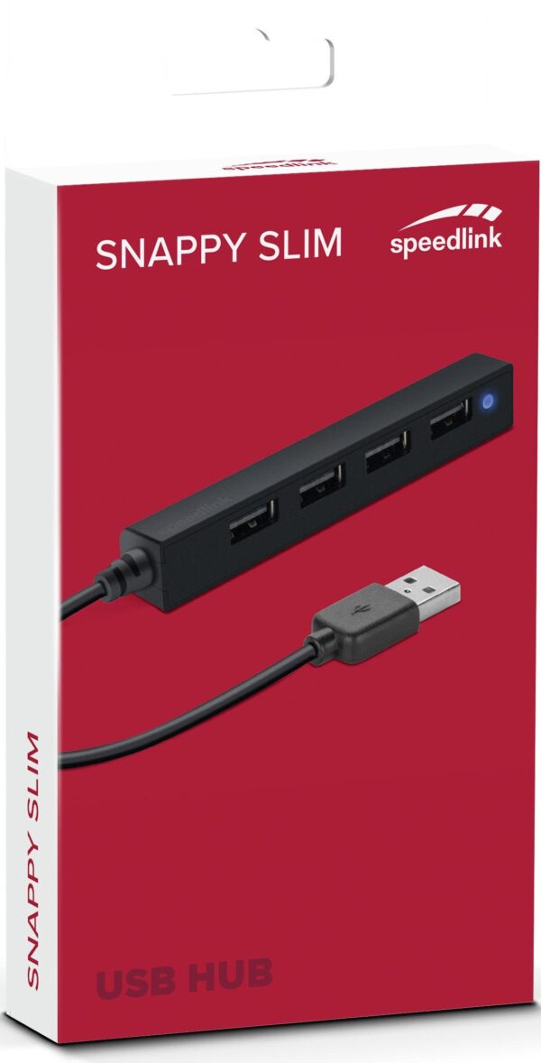 Хаб USB Speedlink SNAPPY SLIM USB Hub, 4-Port, USB 2.0, Passive, Black (SL-140000-BK) 4xUSB 2.0 - Зображення 2