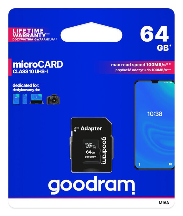 Флеш-карта Micro SDXC 64Gb GoodRam M1AA Class 10 UHS-I + SD adapter