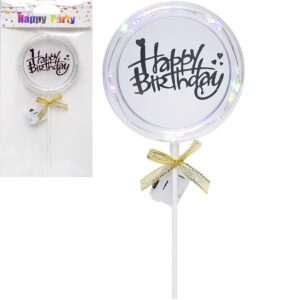 Прикраси для торта Happy Birthday кругла LED