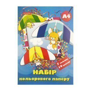 Папір кольоровий, А4, 14 аркушів, 7 кольорів, офсет, двосторонній, Тетрада