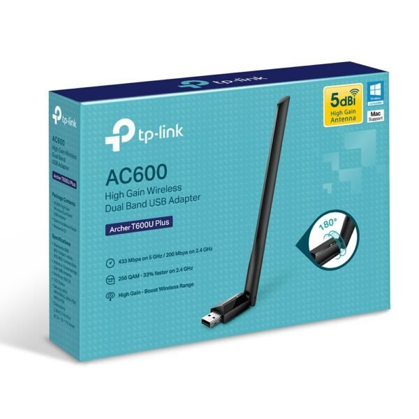 WiFi-адаптер USB 2.0, TP-Link Archer T600U Plus, 600Mbps (802.11ac) - Зображення 4