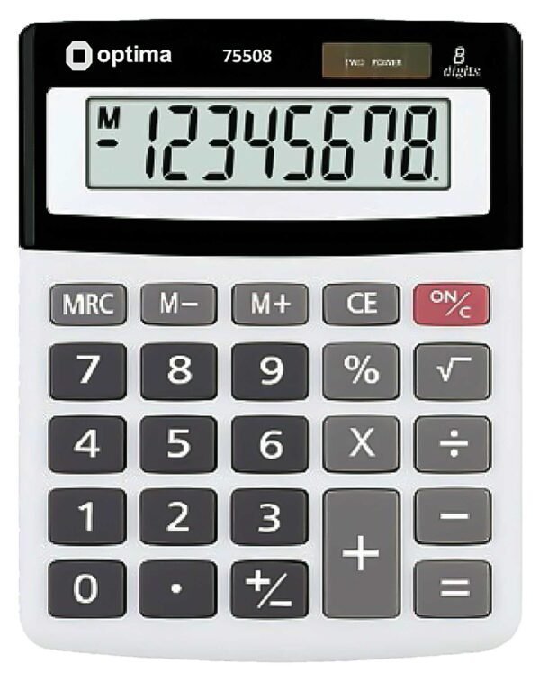 Калькулятор, 8 розрядів, 134х107х34 мм, настільний, OPTIMA 75508
