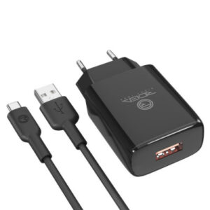 Мережевий Зарядний Пристрій Ridea RW-11211 Element 2.1A + Type-C (Чорний)