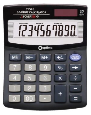 Калькулятор, 10 розрядів, 125х100х27 мм, настільний, OPTIMA 75526