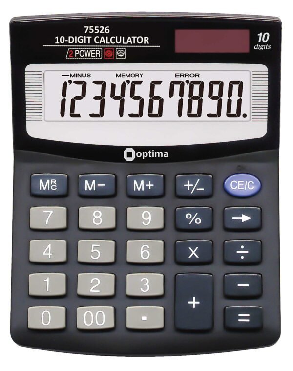 Калькулятор, 10 розрядів, 125х100х27 мм, настільний, OPTIMA 75526