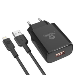 Мережевий Зарядний Пристрій Ridea RW-11311 Element 2.1A + Lightning (Чорний)