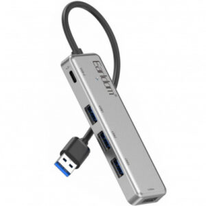 USB HUB Earldom ET-HUB12 USB to 4xUSB2.0 + USB-C (Чорний)