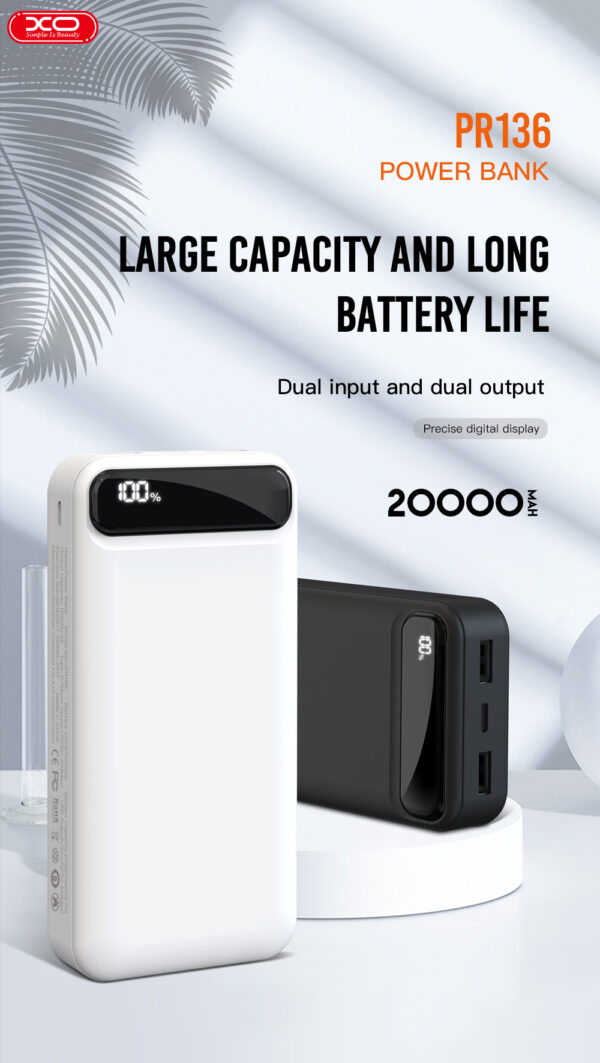 Додаткова батарея XO PR136 - 20000 mAh 10W with Display (Black) - Зображення 5