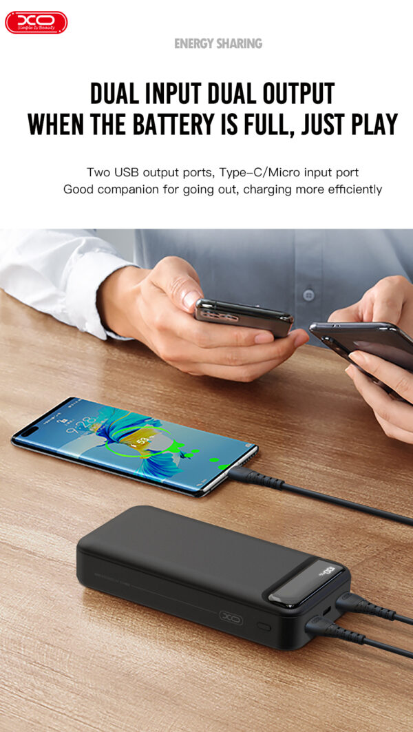 Додаткова батарея XO PR136 - 20000 mAh 10W with Display (Black) - Зображення 6