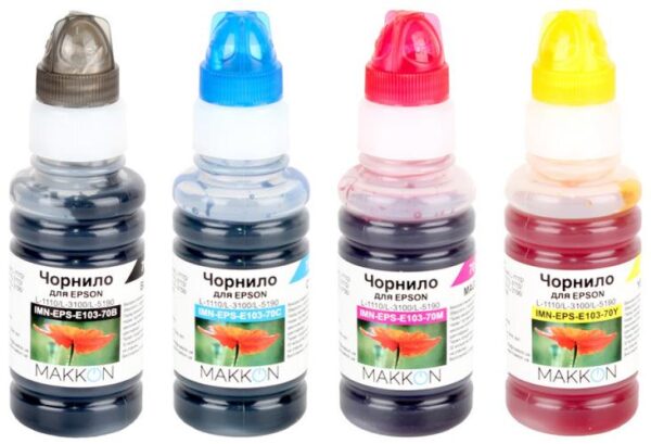 Комплект чорнил Makkon Epson EcoTank L-1110/L-3100/L-3150 (4x70мл)