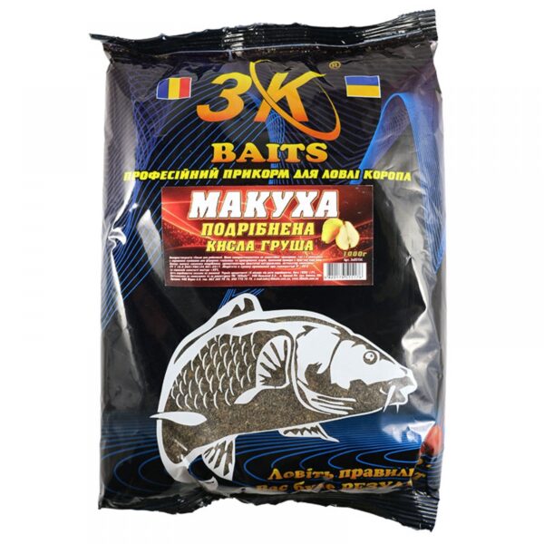 Макуха смажена подрібнена 3К-Baits КИСЛА ГРУША 1000гр