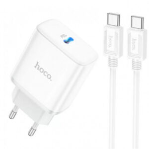 Мережевий зарядний пристрій Hoco C104A Stage single port (QC3.0/PD) 1Type-C/3A/20W + Type-C - Type-C