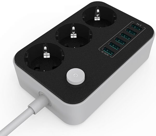 Подовжувач: 220V ColorWay CW-CHE36B 1,8m 3 розетки, 6xUSB Black - Зображення 3