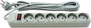 Подовжувач: 220V ProLogix, 6 розеток, 0.75мм, 3m Gray