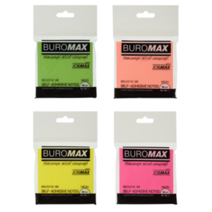 Папір для нотаток Buromax з клейким шаром 76х76 мм 80 аркушів Неон асорті (BM.2316-98)